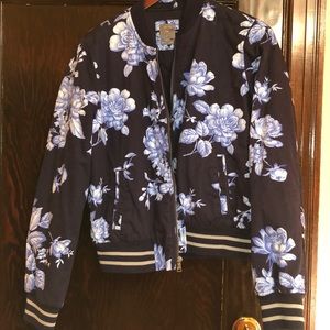 GAP Blue Floral Bomber Baseball Jacket
